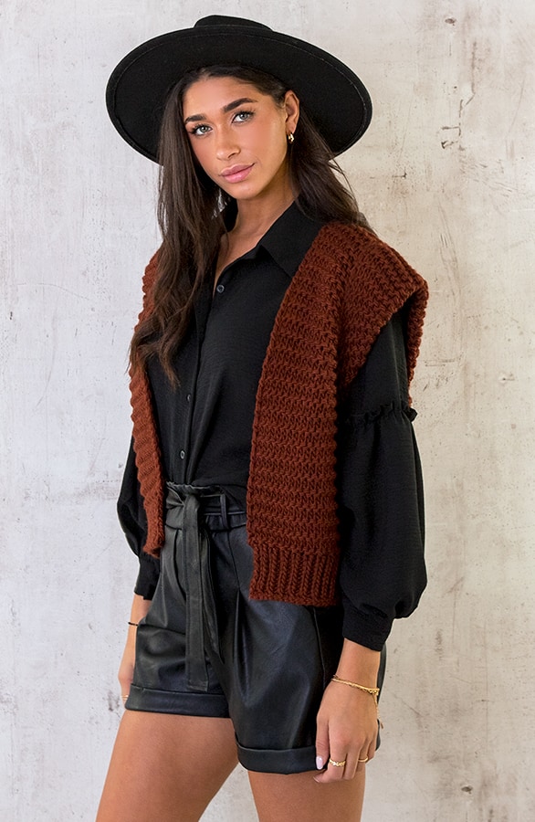 Gebreid Gilet Bruin – shoparchief, foto 3