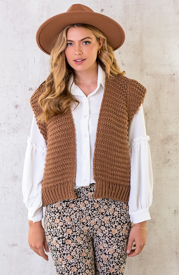 Gebreid Gilet Camel – shoparchief