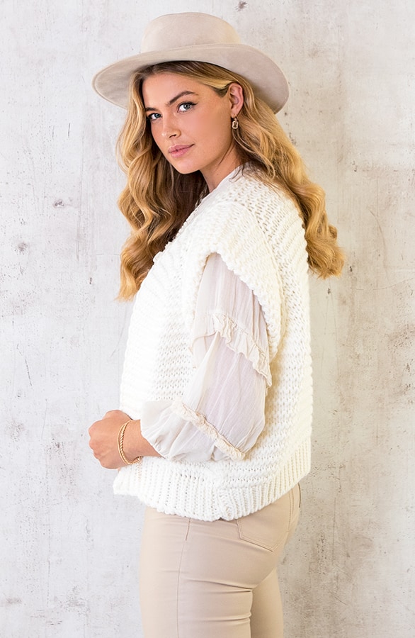 Gebreid Gilet Ecru – shoparchief, foto 4