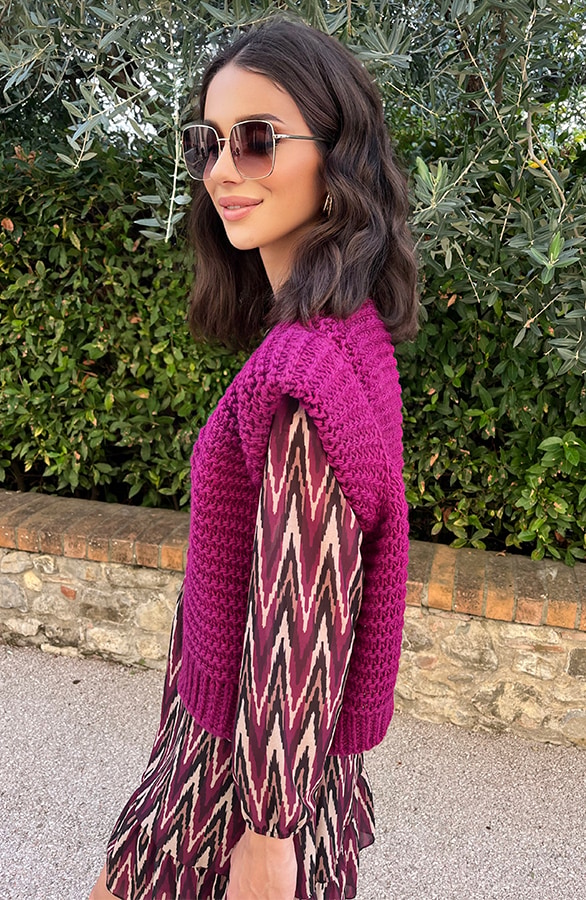 Gebreid Gilet Magenta – shoparchief, foto 4