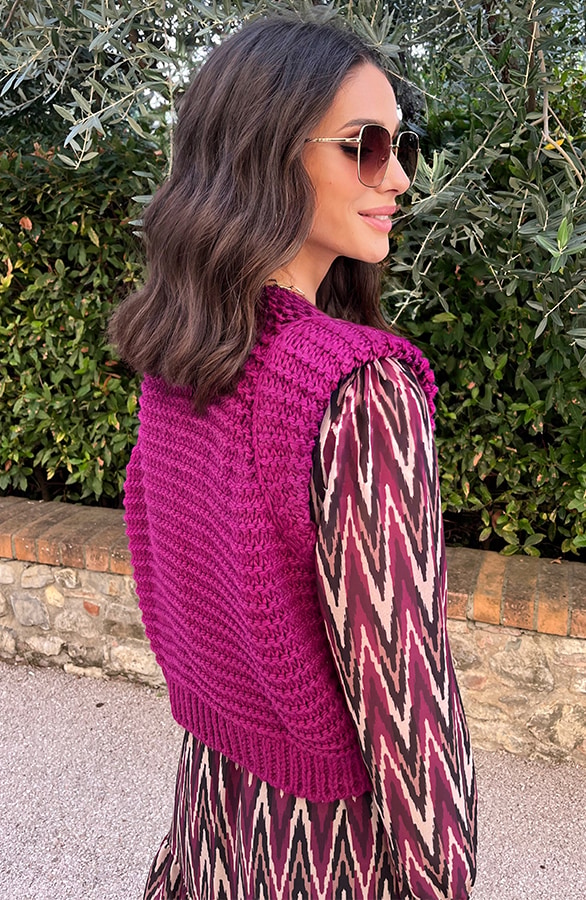 Gebreid Gilet Magenta – shoparchief, foto 2