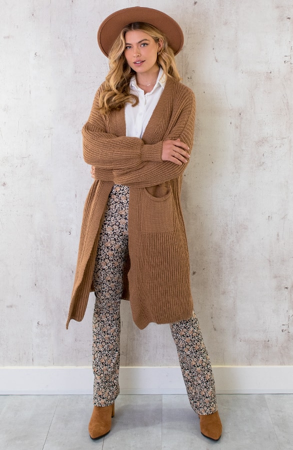 Gebreid Vest Met Zakken Camel – shoparchief, foto 2