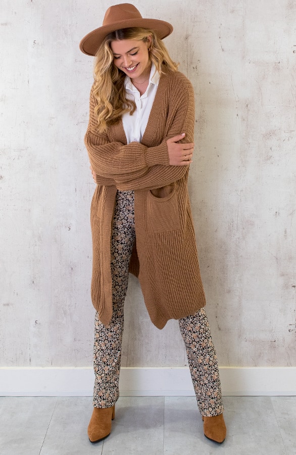 Gebreid Vest Met Zakken Camel – shoparchief, foto 3