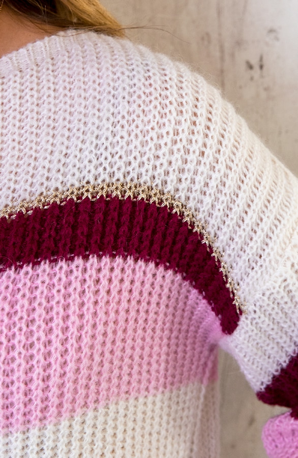 Gebreide Strepen Trui Roze – shoparchief, foto 6