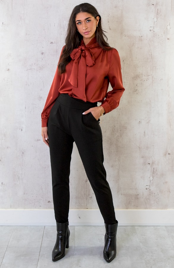 Strik Blouse Satijn Terracotta – shoparchief, foto 7