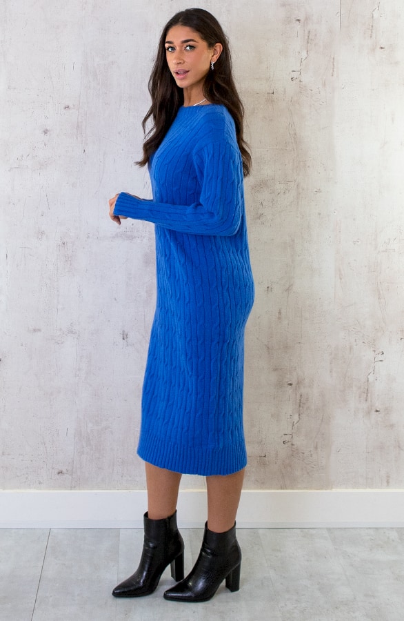Knitted Dress Kabelpatroon Kobalt – shoparchief, foto 5