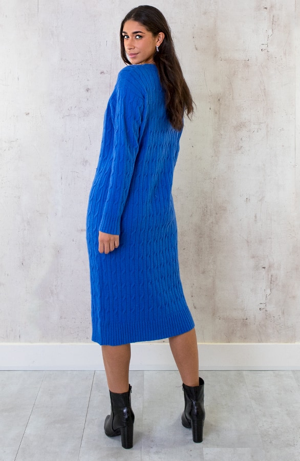 Knitted Dress Kabelpatroon Kobalt – shoparchief, foto 6