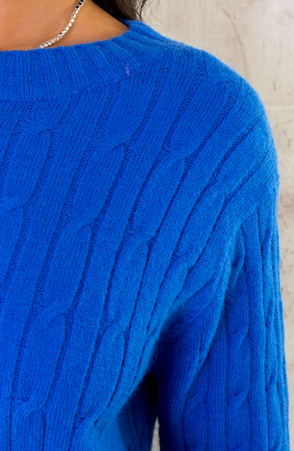 Knitted Dress Kabelpatroon Kobalt – shoparchief, foto 7