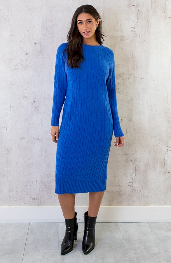 Knitted Dress Kabelpatroon Kobalt – shoparchief, foto 3