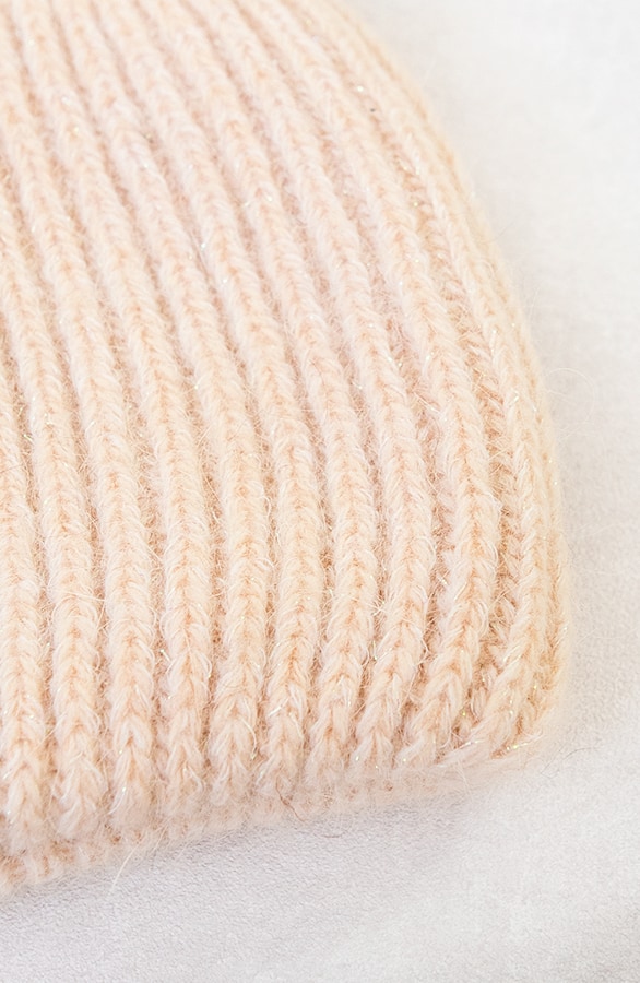Knitted Pailletten Beanie Beige – shoparchief, foto 2