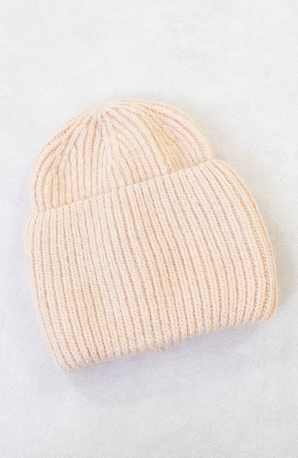 Knitted Pailletten Beanie Beige – shoparchief