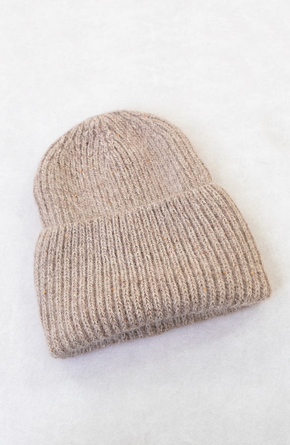 Knitted Pailletten Beanie Taupe – shoparchief