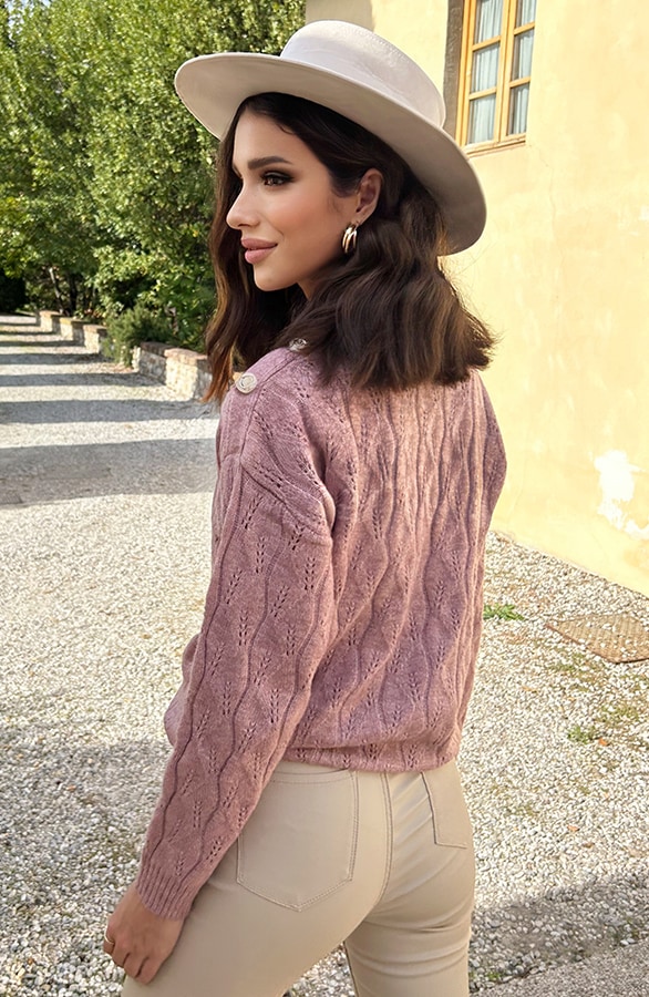 Knopen Patroon Trui Dust Roze – shoparchief, foto 3