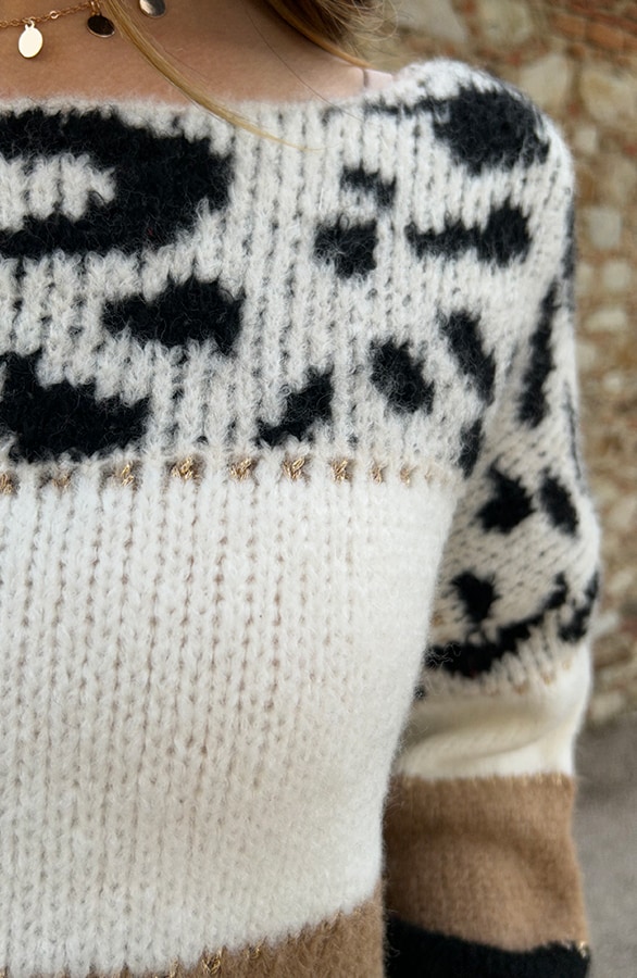 Strepen Panterprint Trui Camel – shoparchief, foto 5
