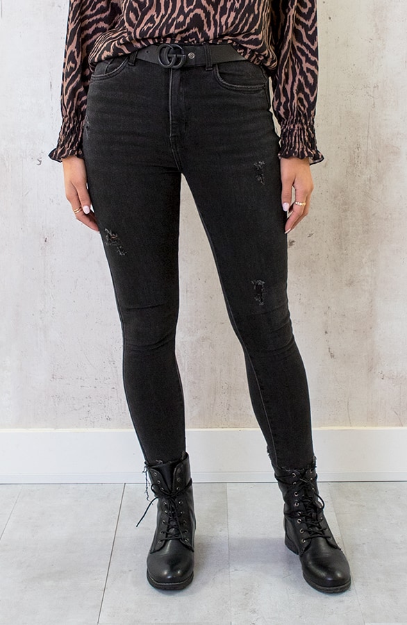 Skinny High Waisted Jeans Dark Grey – shoparchief, foto 6