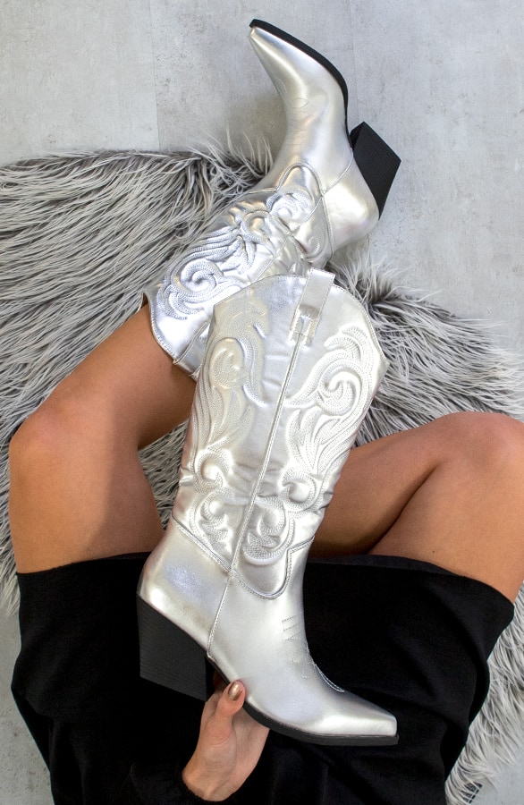 Metallic Cowboy Laarzen Silver – shoparchief, foto 6