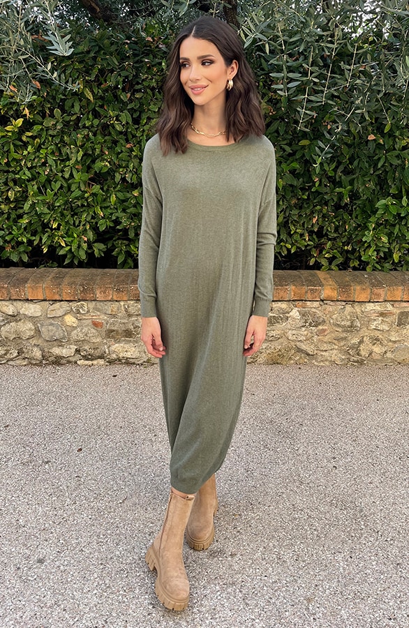 Midi Comfy Jurk Army – shoparchief, foto 2