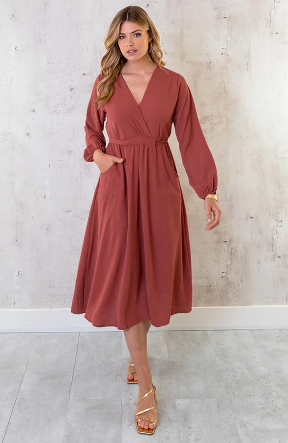Midi Pocket Dress Terracotta – shoparchief, foto 2
