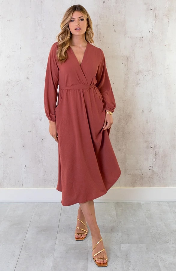 Midi Pocket Dress Terracotta – shoparchief, foto 3