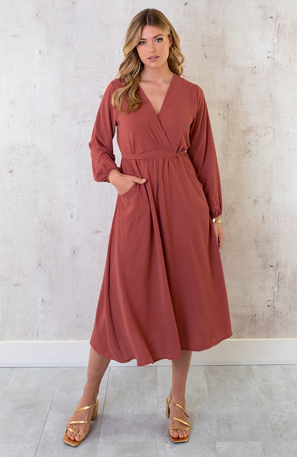 Midi Pocket Dress Terracotta – shoparchief