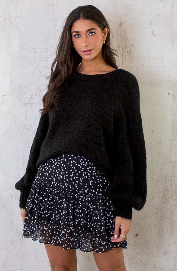 Oversized Gebreide Trui Zwart – shoparchief
