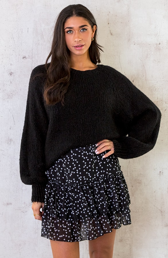 Oversized Gebreide Trui Zwart – shoparchief, foto 3