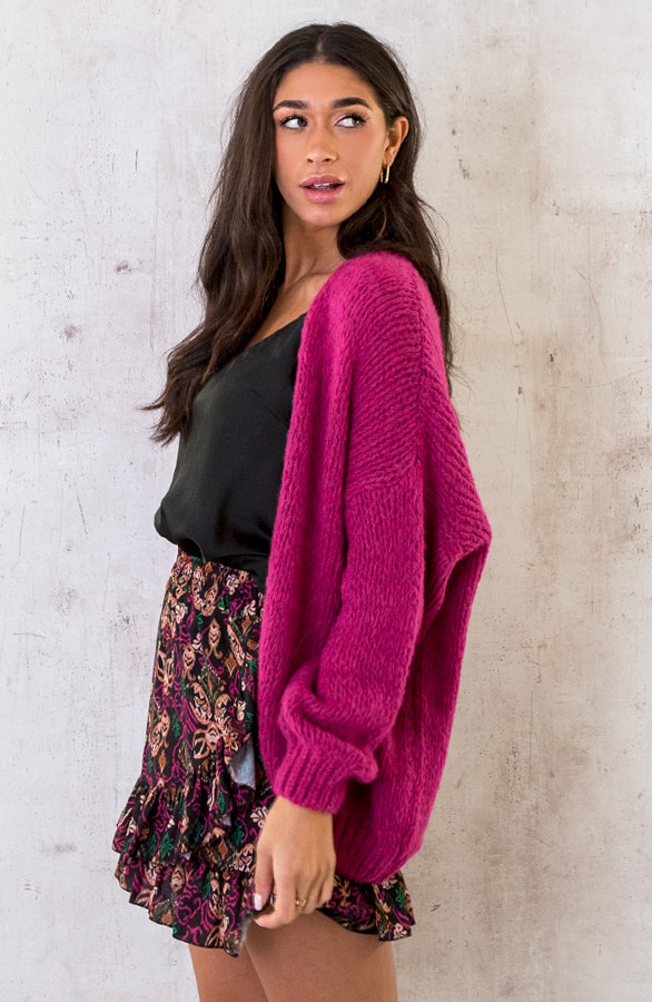 Oversized Knitted Vest Magenta – shoparchief, foto 4