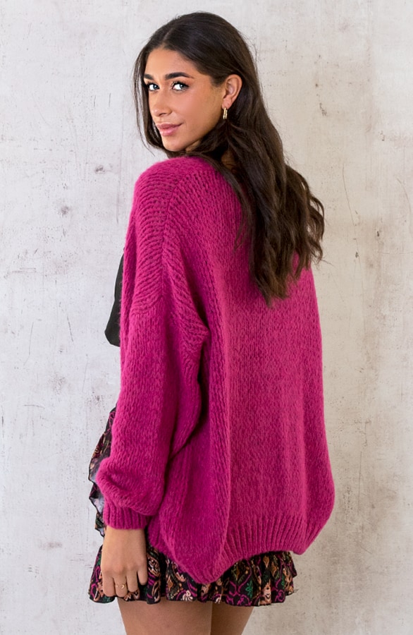 Oversized Knitted Vest Magenta – shoparchief, foto 5