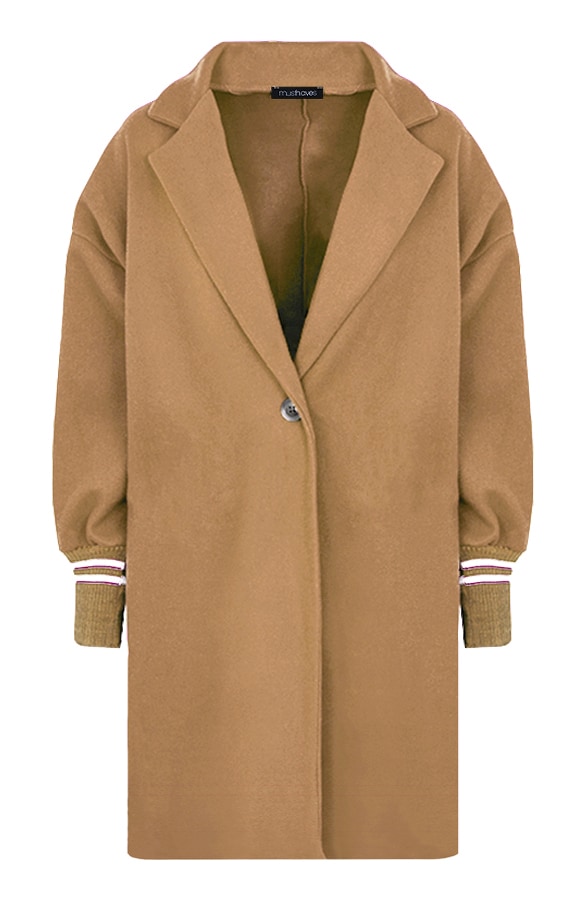Oversized Stripe Coat Camel – shoparchief