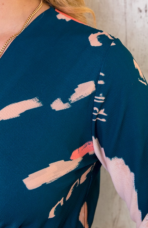 Overslag Print Jurk Petrol – shoparchief, foto 8