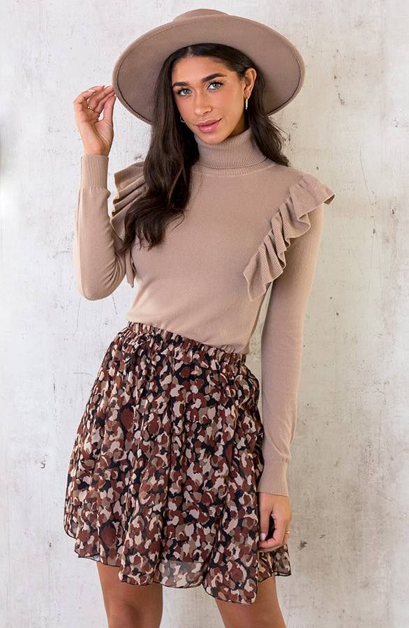Plooien Rok Stippenprint Choco – shoparchief, foto 3