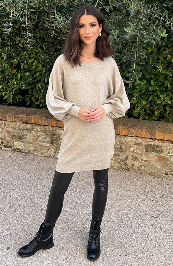 Pofmouwen Tuniek Beige – shoparchief, foto 5