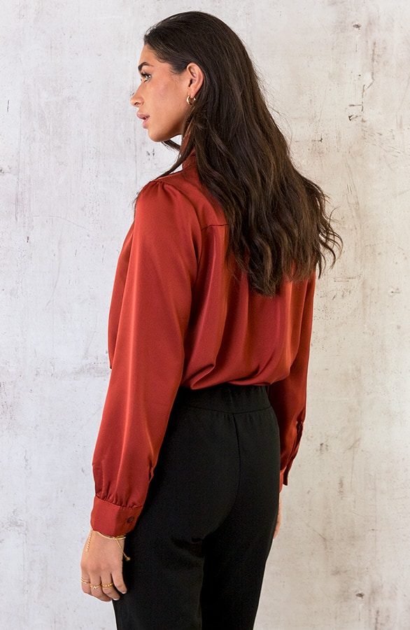 Strik Blouse Satijn Terracotta – shoparchief, foto 5