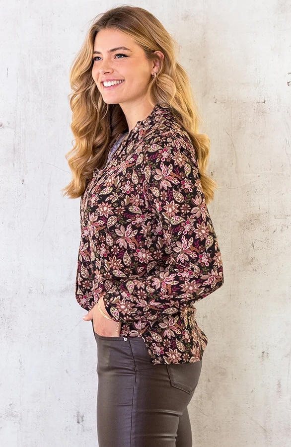 V-Hals Print Blouse Flower Multi – shoparchief, foto 4