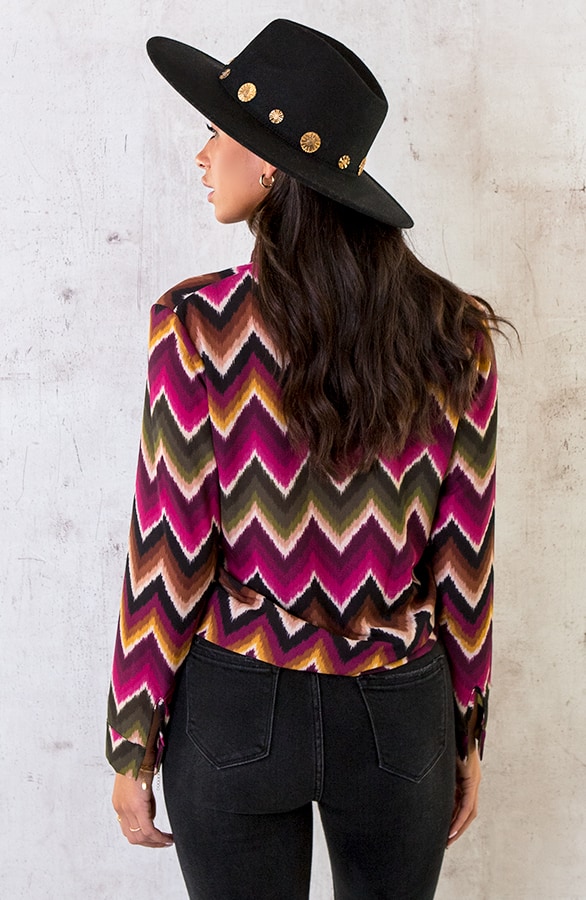 V-hals Blouse Aztec Magenta – shoparchief, foto 5