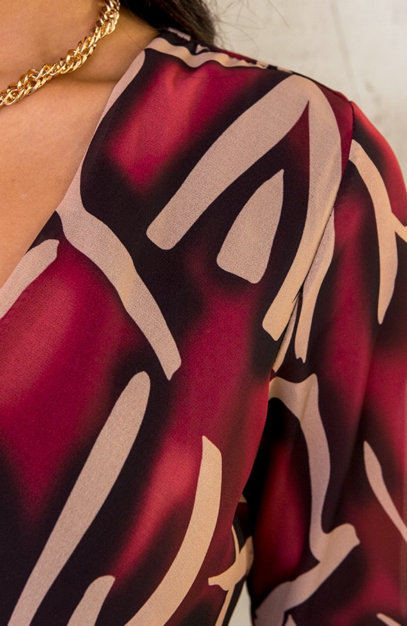 V-hals Jurk Paris Bordeaux – shoparchief, foto 7