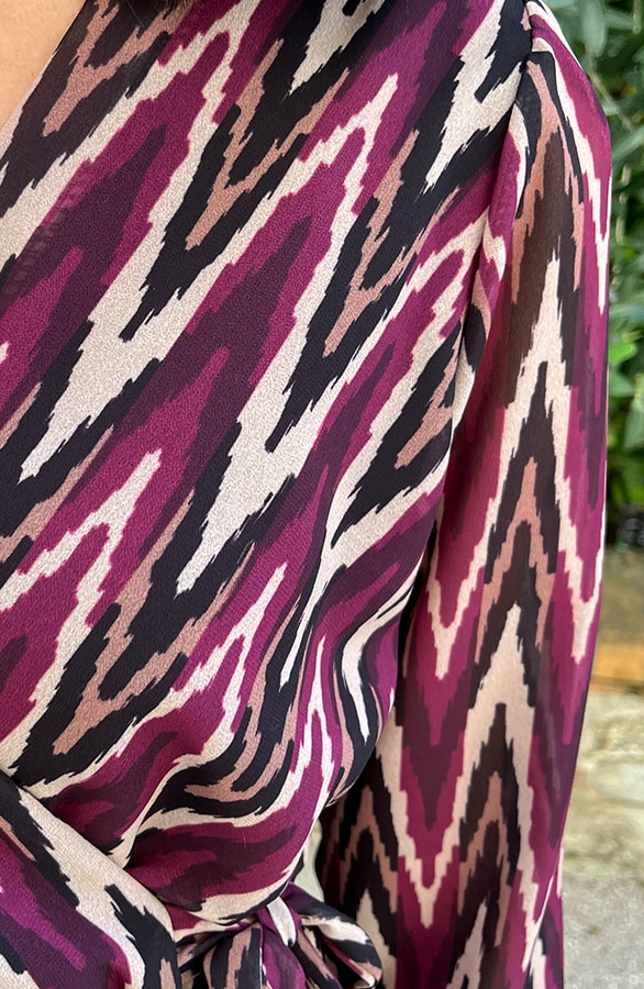 V-hals Strik Jurk Zigzag Magenta – shoparchief, foto 7