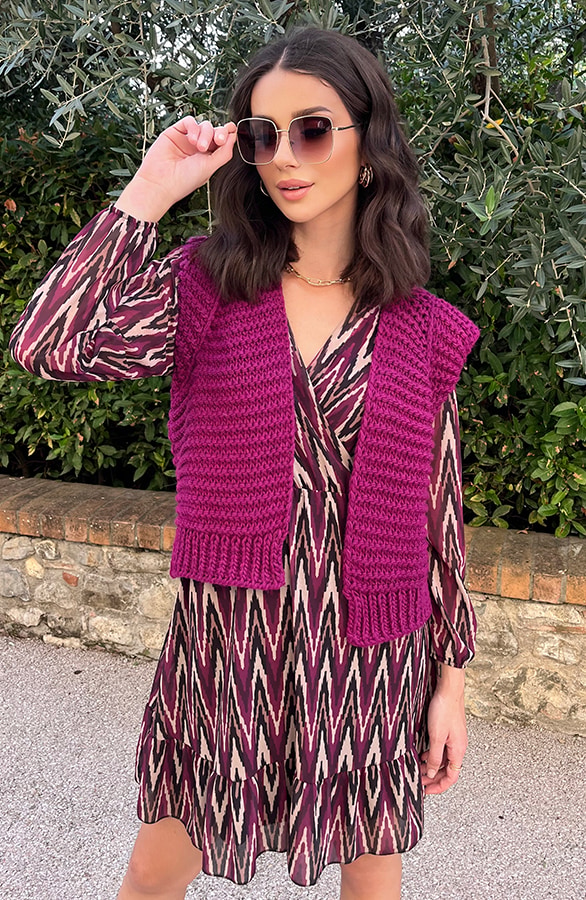 Gebreid Gilet Magenta – shoparchief, foto 6