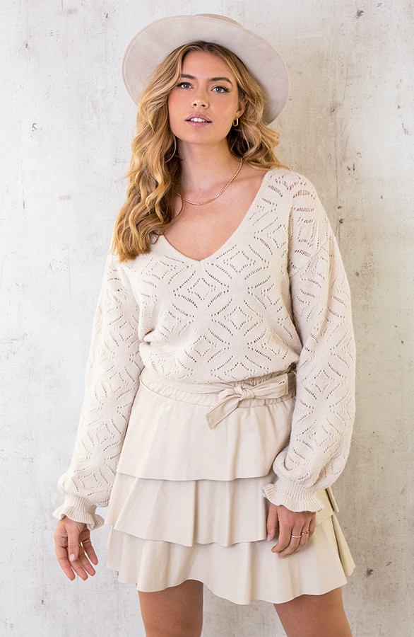 Leder Rüschenrock Beige, Shoparchiv, Foto 3