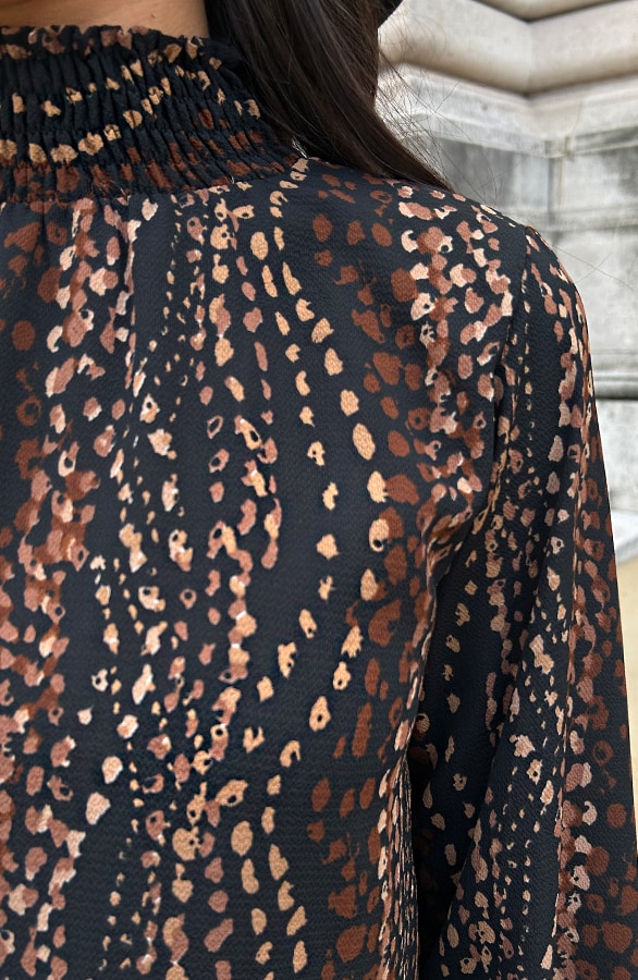 Col Blouse Dots Print Choco – blouses, foto 10