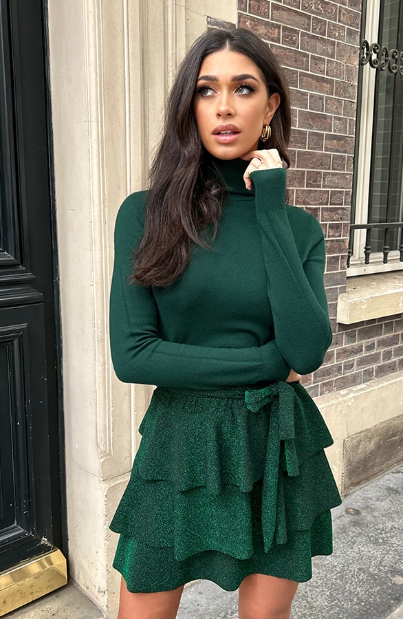 Ruffle Lurex Rok Smaragd – shoparchief, foto 6