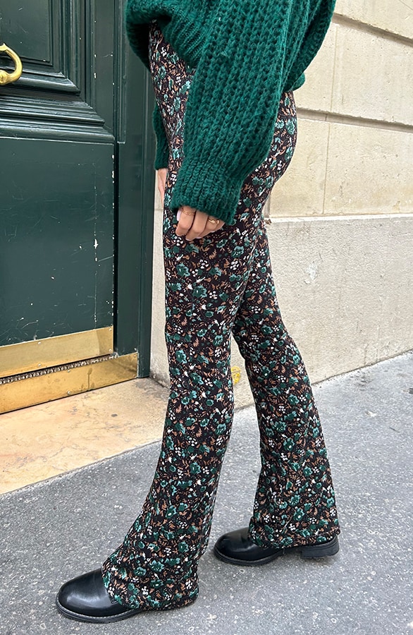 Flared Broek Wild Flower Smaragd – flared broeken, foto 7