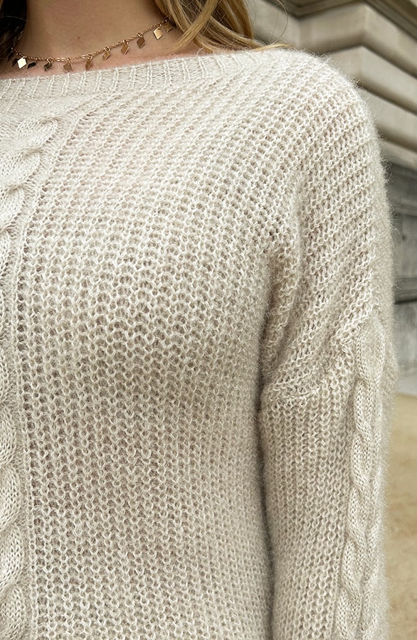 Soft Trui Kabelpatroon Beige – shoparchief, foto 6