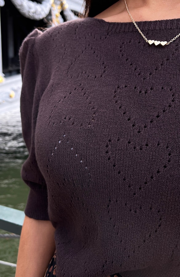 Hartjes Knitted Pofmouwen Top Choco – shoparchief, foto 7