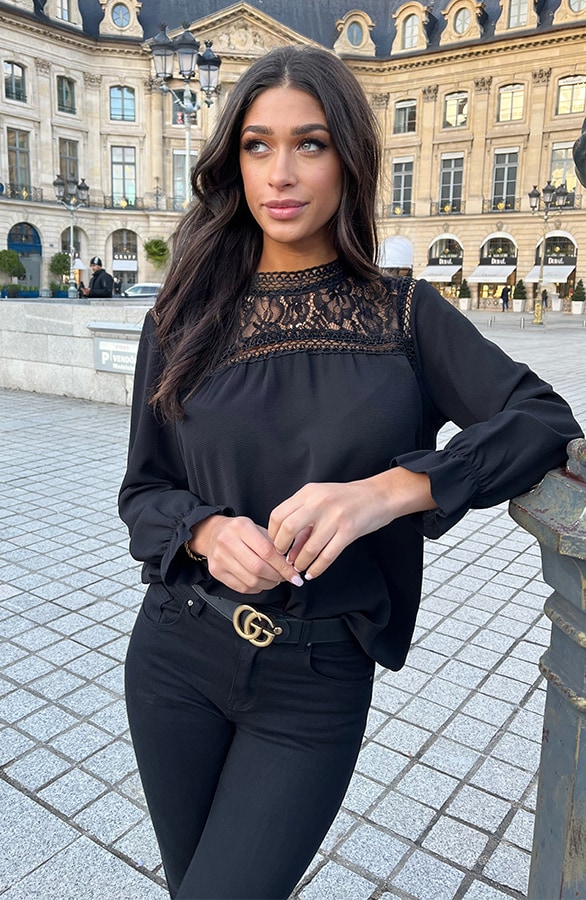 Kanten Ruffle Sleeve Blouse – shoparchief, foto 3