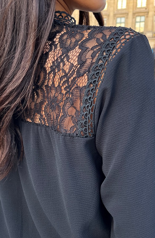 Kanten Ruffle Sleeve Blouse – shoparchief, foto 4