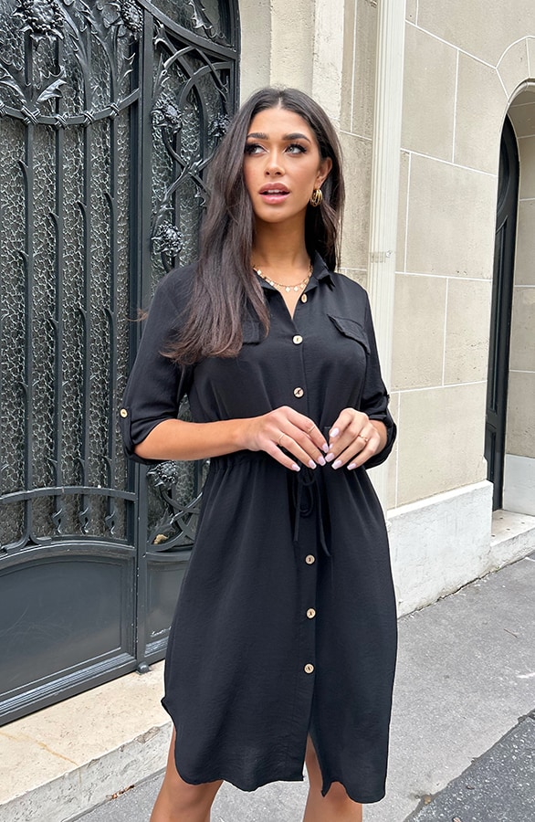 Knopen Jurk Zwart – shoparchief, foto 8