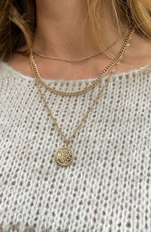Laagjes Ketting Met Munt Goud – shoparchief, foto 4