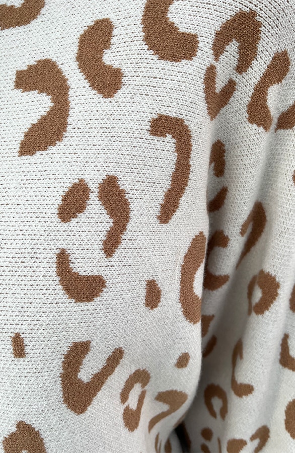 Leopard Oversized Trui Ecru Camel – shoparchief, foto 4