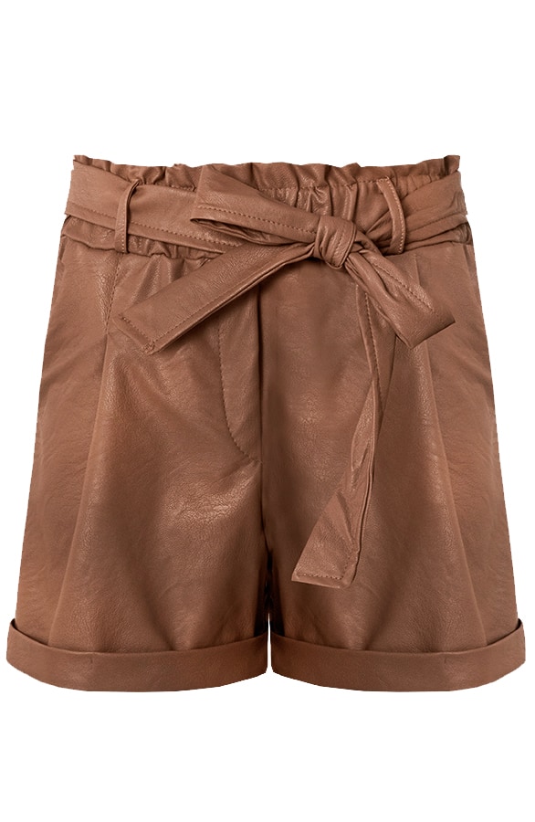 Leren Shorts Met Strik Metallic Bruin – shoparchief
